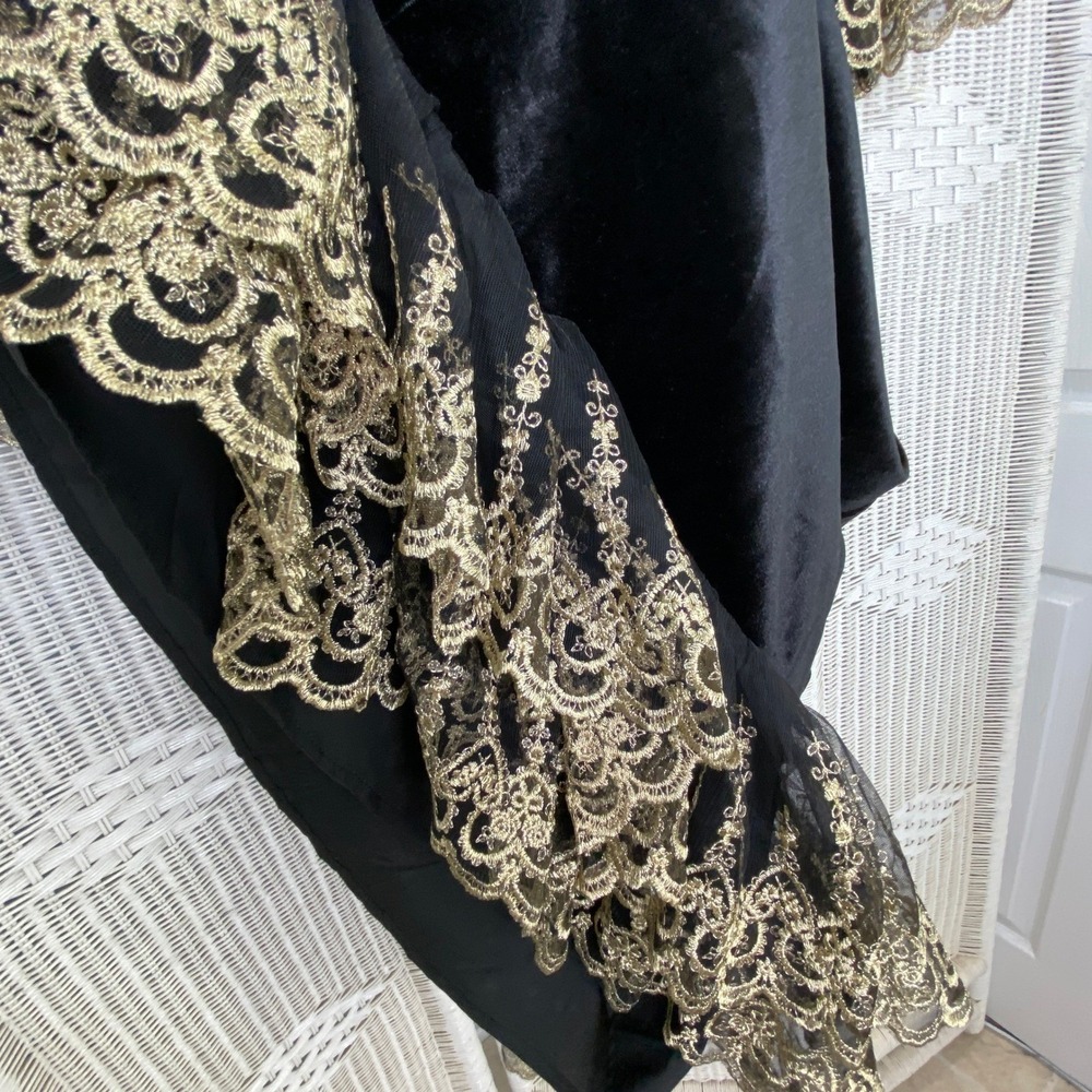 NWOT Pomander Place Tuckernuck Lilith Dress Black Velvet Gold Lace S Whimsigoth - Picture 8 of 10